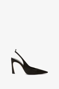 Victoria Beckham Pointy Toe Satin Sling Back Pump In Black