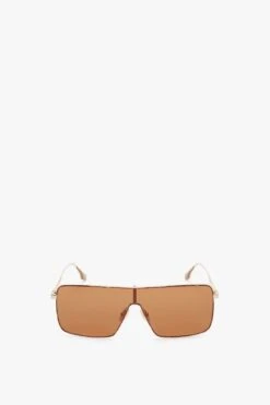 Victoria Beckham Rectangular Visor Gold-Framed Sunglasses