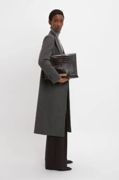 Victoria Beckham Tailored Slim Coat In Grey Melange -Victoria Beckham VictoriaBeckham TailoredSlimCoatInGreyMelange GREYMELANGE 1423WCT005279A Styles Model6 JPG