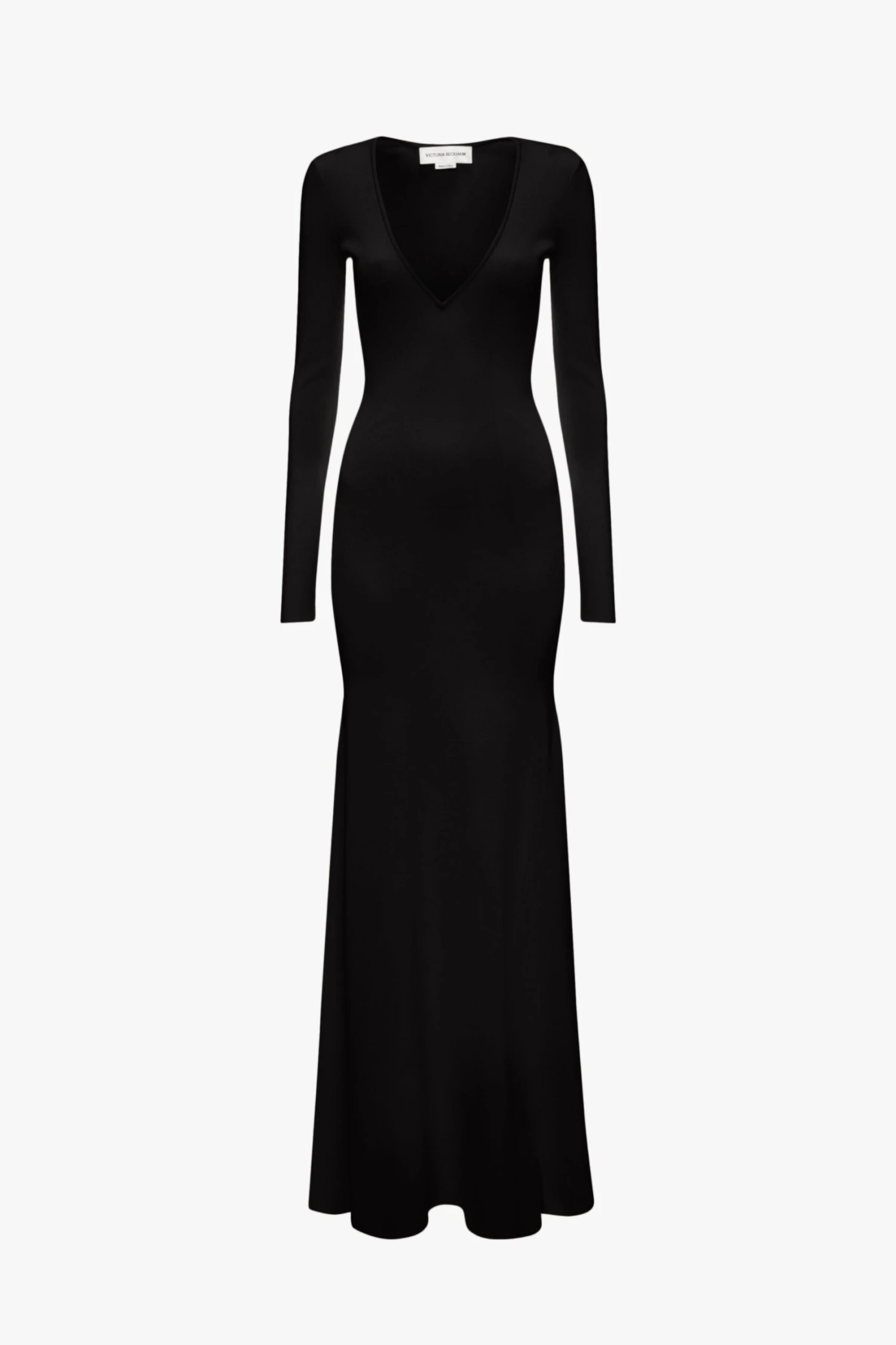 Victoria Beckham Deep V Knitted Gown In Black - Image 7