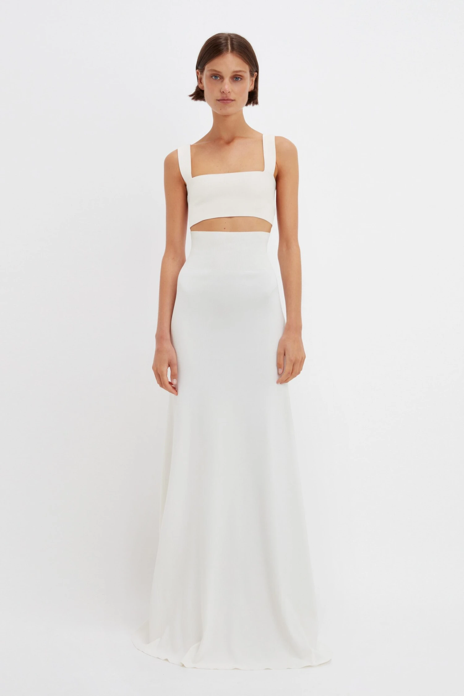 Victoria Beckham Floor-Length Knitted Skirt In White