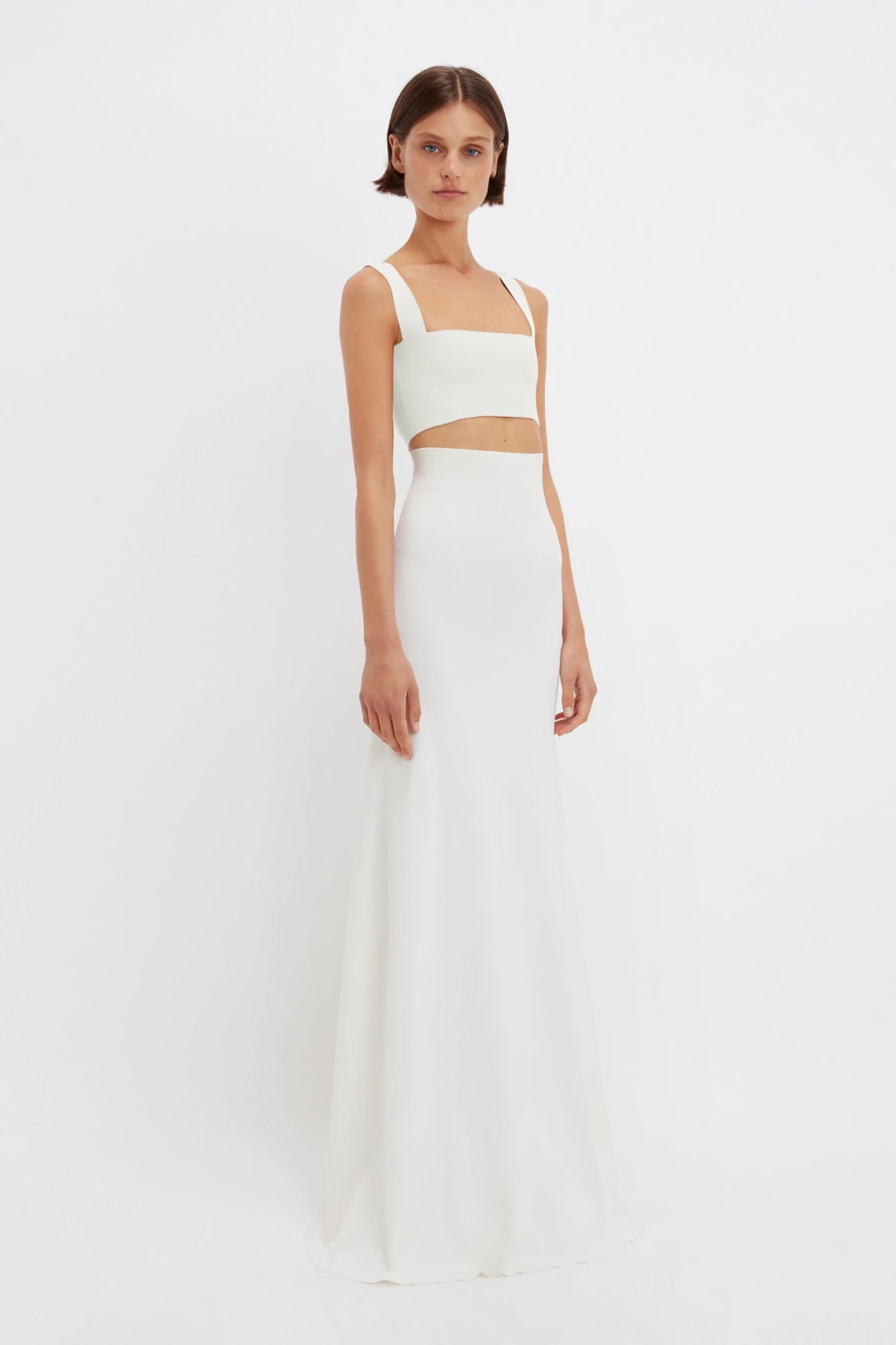 Victoria Beckham Floor-Length Knitted Skirt In White - Image 3