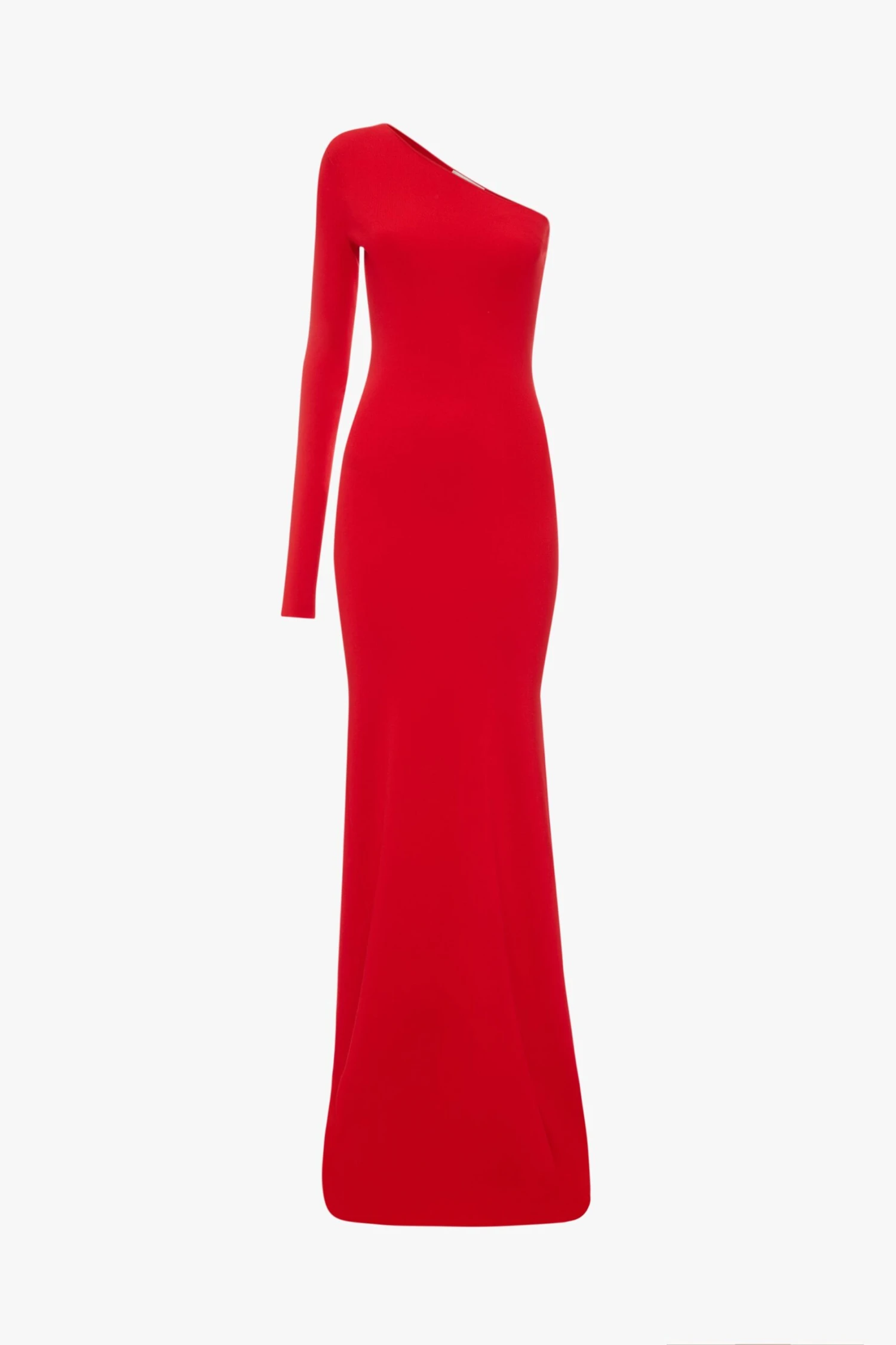 Victoria Beckham One Shoulder Knitted Gown In Red - Image 7