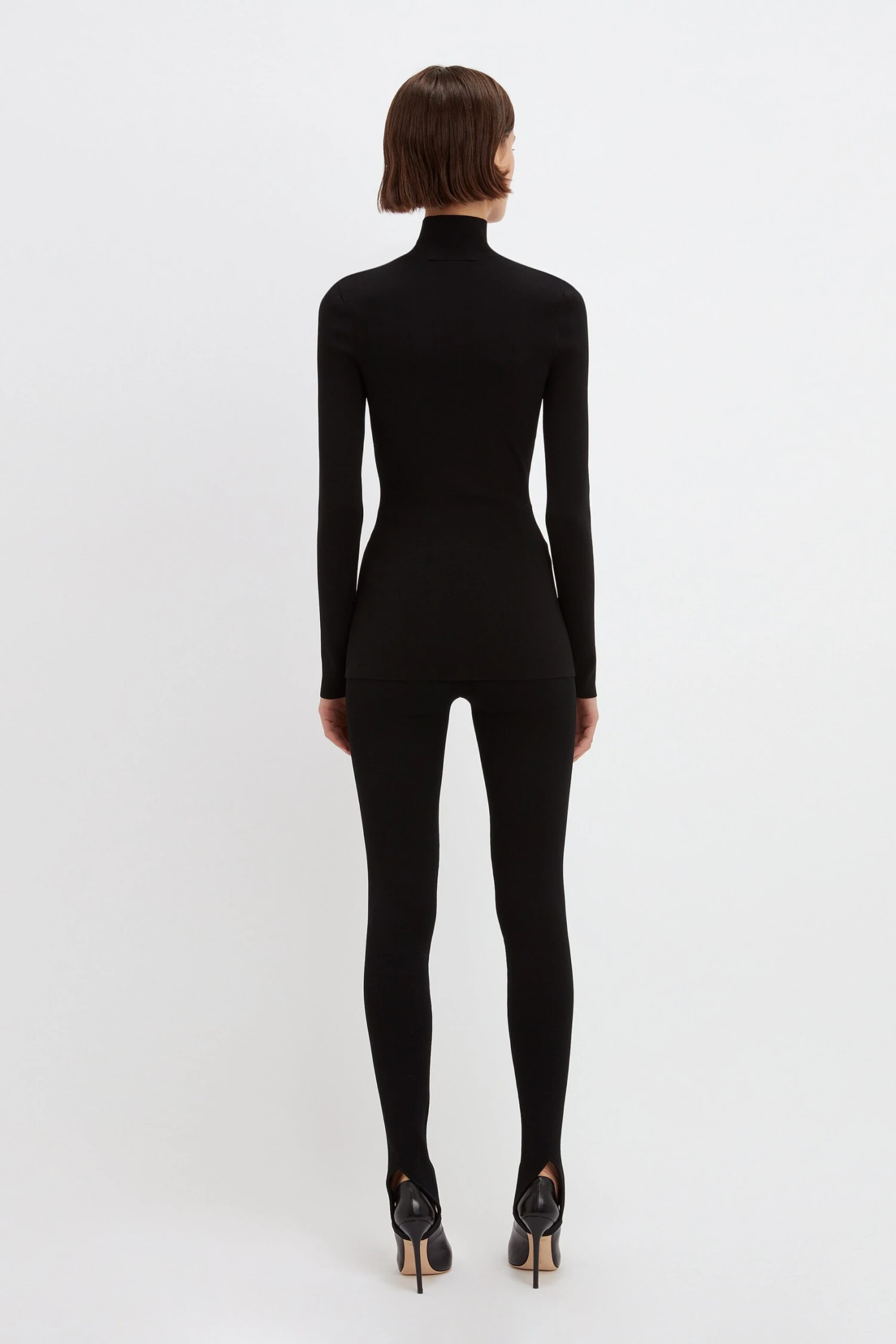 Victoria Beckham Polo Neck Knitted Top In Black - Image 2