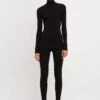 Victoria Beckham Polo Neck Knitted Top In Black