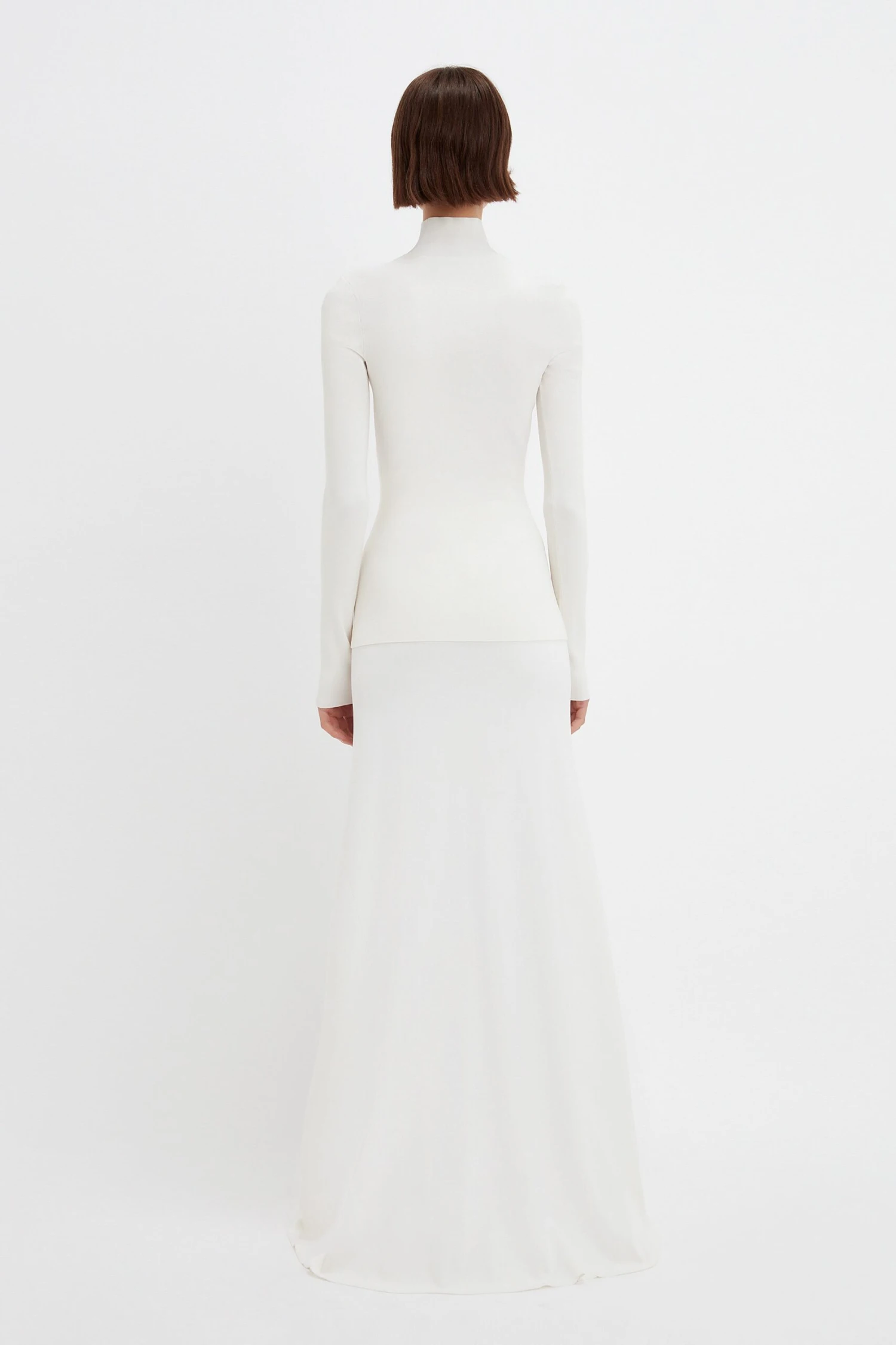 Victoria Beckham Polo Neck Knitted Top In White - Image 2