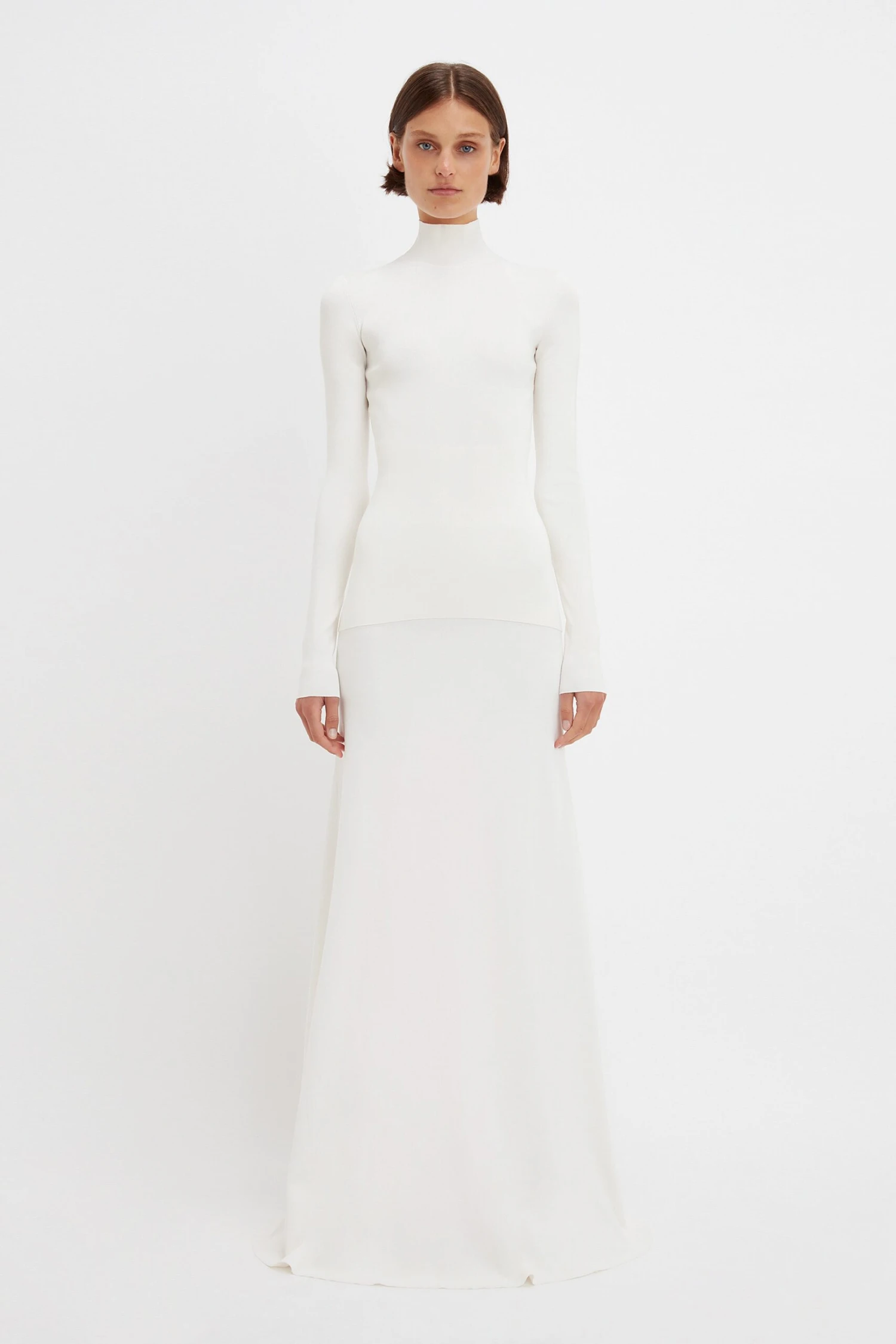 Victoria Beckham Polo Neck Knitted Top In White