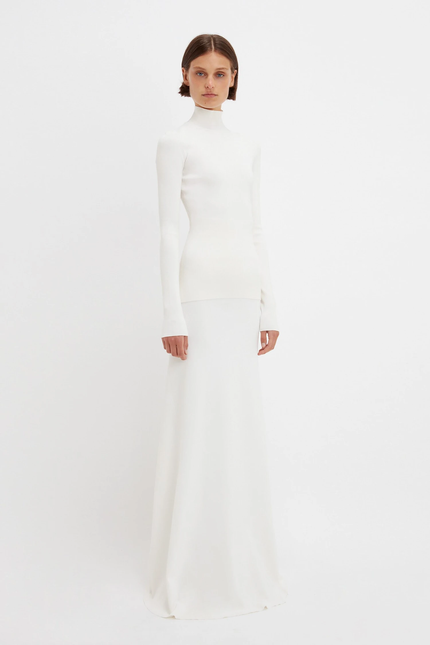 Victoria Beckham Polo Neck Knitted Top In White - Image 3