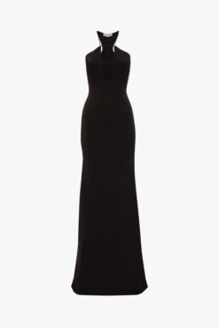 Victoria Beckham Strap Detail Knitted Gown In Black -Victoria Beckham VictoriaBeckham VBxMyTheresaKnittedStrapDetailGowninBlack BLACK 1123KDR004231A 2700 4050 247WHITE LRHR Detail Model5 JPG