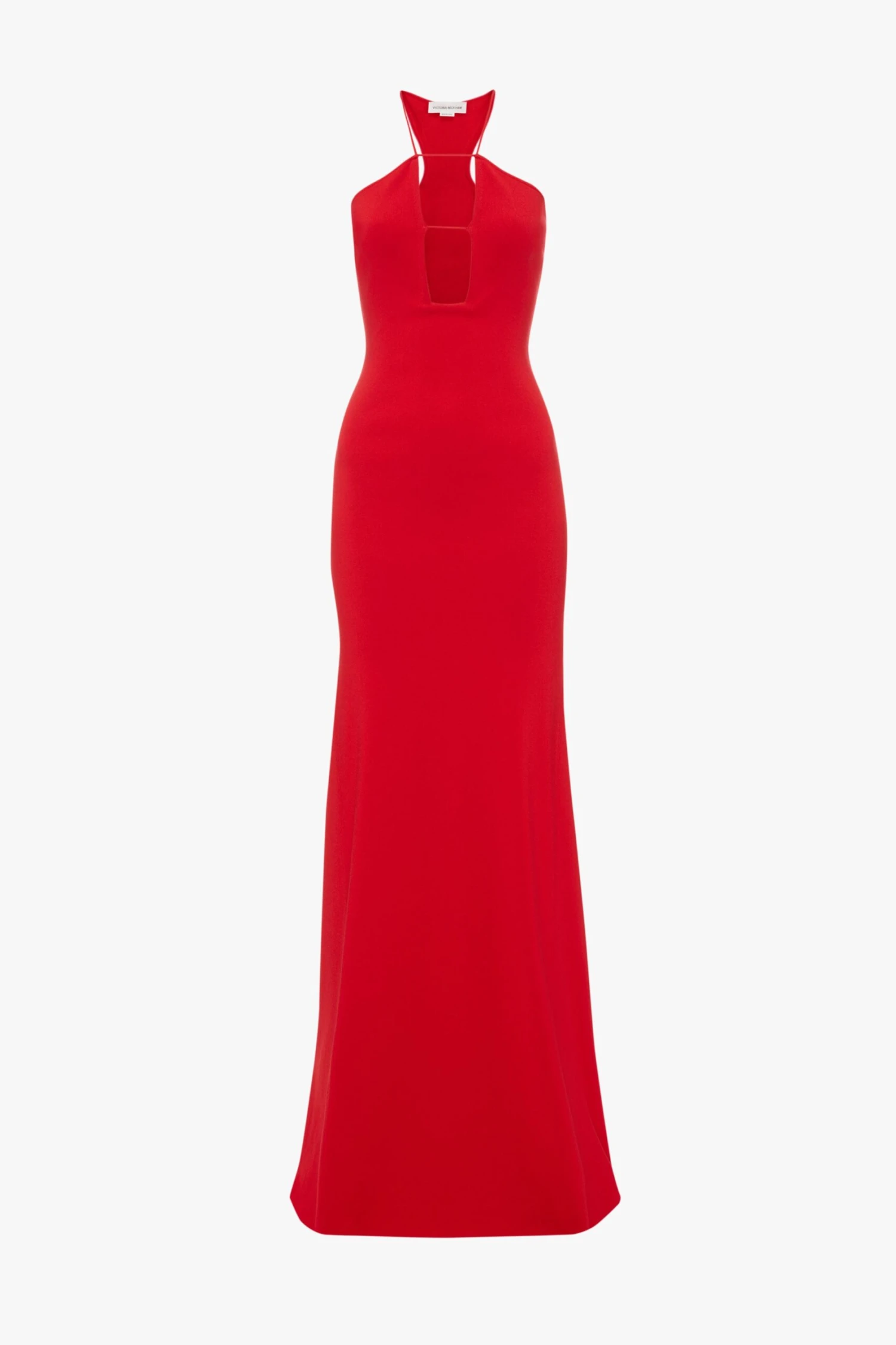 Victoria Beckham Strap Detail Knitted Gown In Red - Image 8