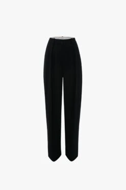 Victoria Beckham Wide Leg Pleated Trouser In Black -Victoria Beckham VictoriaBeckham WideLegPleatedTrouserInBlack Black 1123WTR004308B 2700 4050 247 WHITE LR Flatshot Model5 JPG