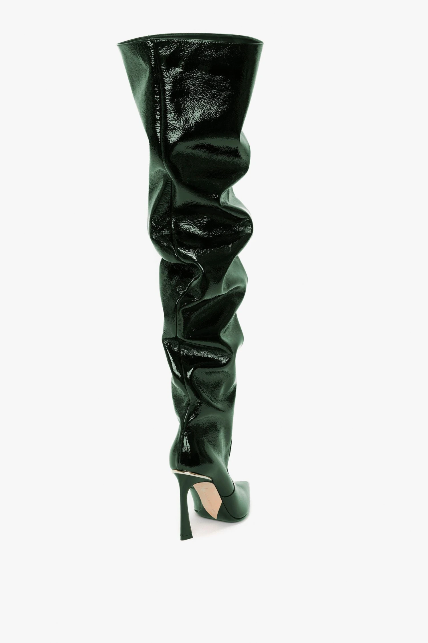 Victoria Beckham Thigh High Pointy Boot In Dark Green Grained Patent 3 Victoria Beckham Thigh High Pointy Boot In Dark Green Grained Patent - Image 3