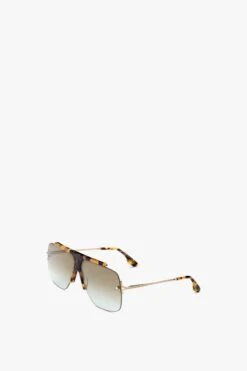 Victoria Beckham Combination Rimless Square Sunglasses In Havana