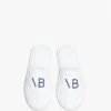 Victoria Beckham VB Embroidered Slippers In Navy-White