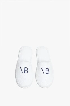 Victoria Beckham VB Embroidered Slippers In Navy-White